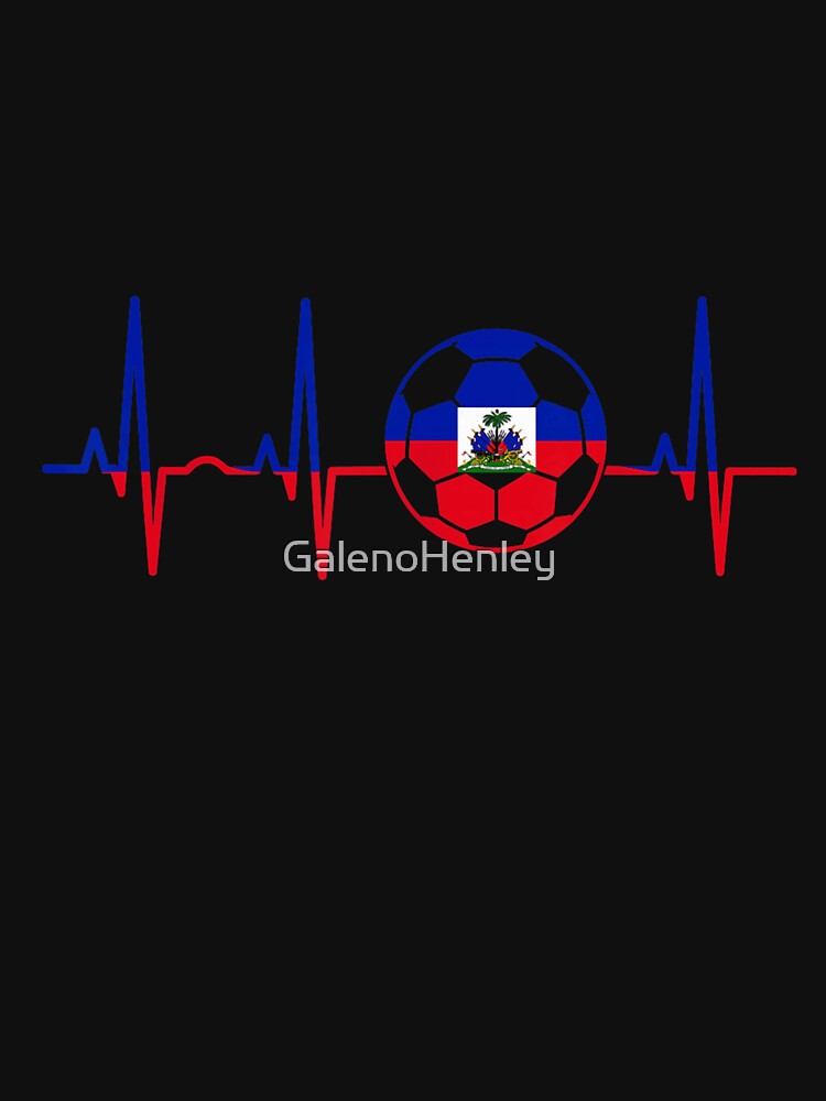 Haiti Football Flag Heartbeat EKG Soccer Fan Jersey Graphic Design Print by GalenoHenley
