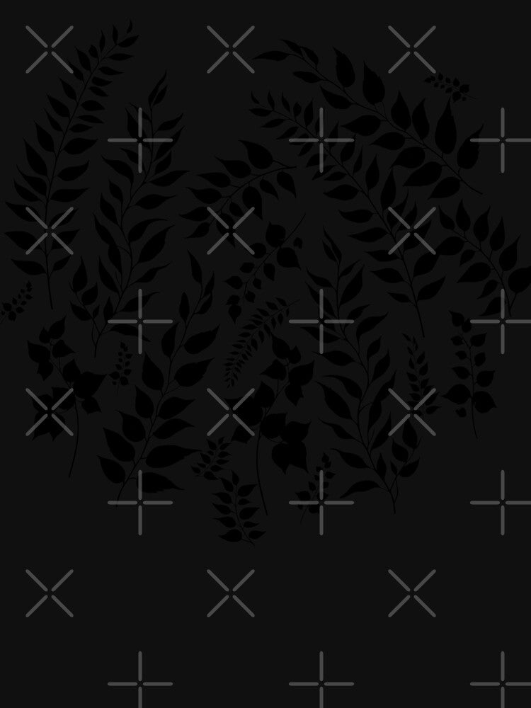 Greenery Botanical Print Black Leaves by SilverPegasus