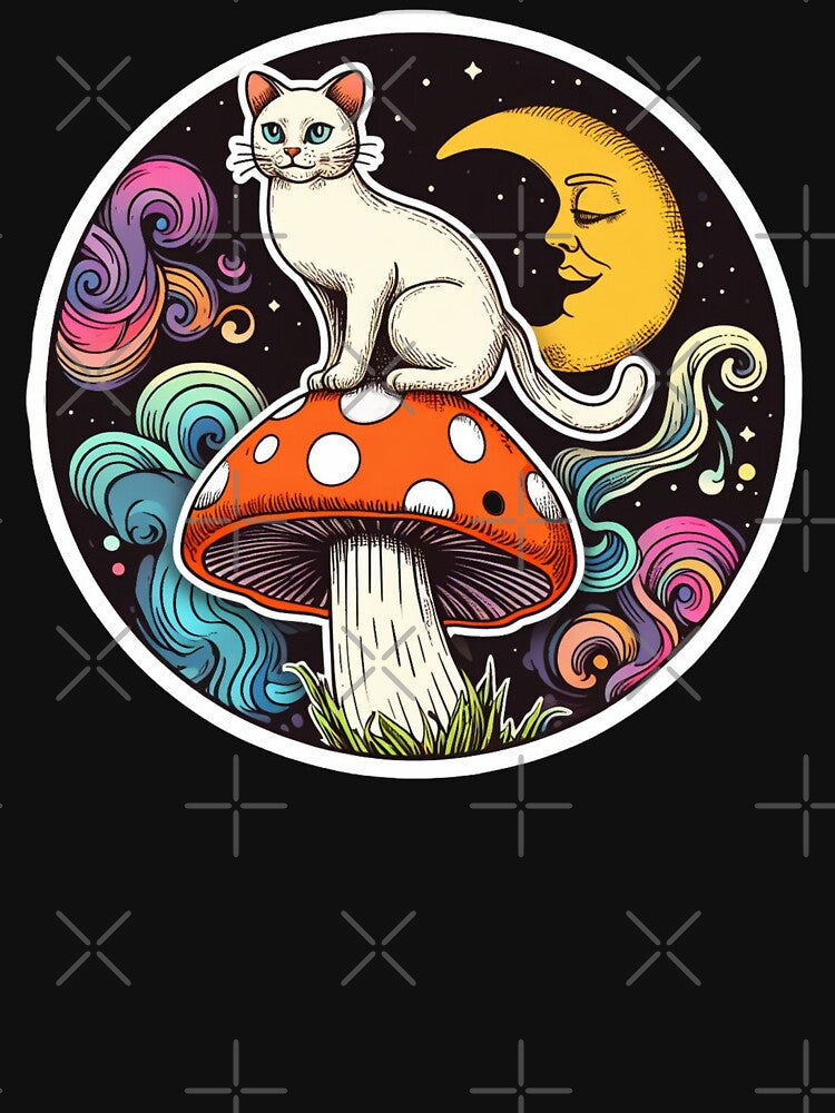 cat dream sticker, vintage art by lukscot