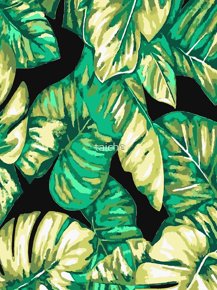 Tropical Leaves Of Banana and Monstera Green Khaki Cut Out by taiche