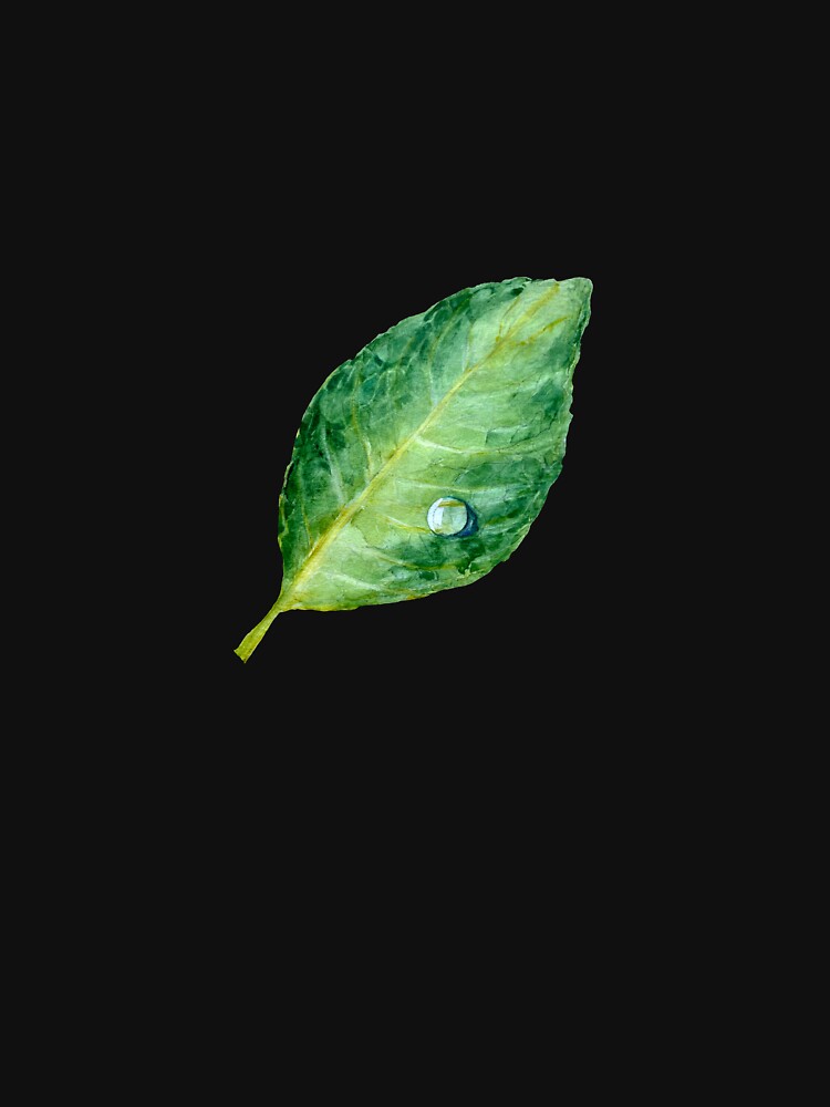 Green leaf a watercolor illustration black by Yana Mustafina | Boho Soulful Designs