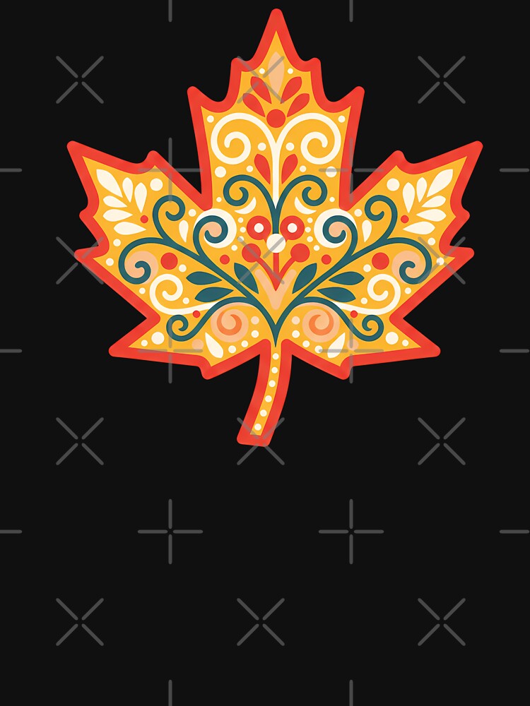 Acer Maple Leaf Folk Art Motif – Autumn Symbolism by heidiannemorris © by FOLK ART FUSION by heidiannemorris