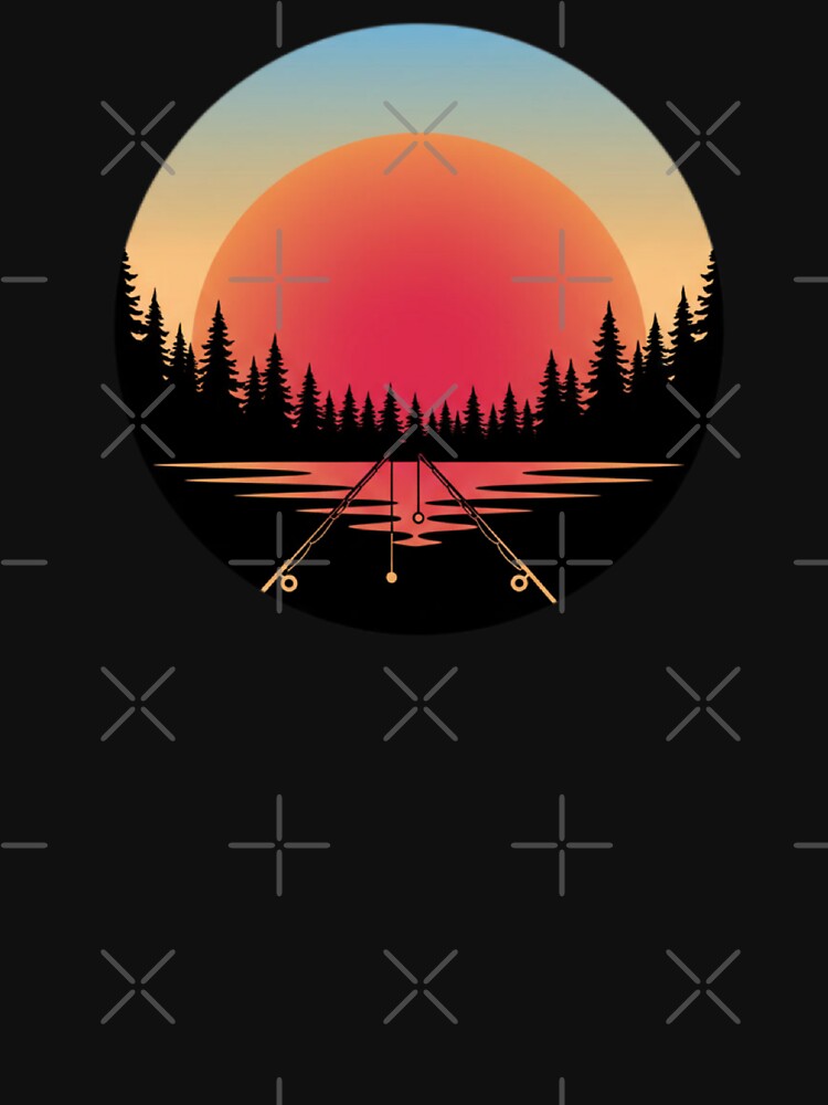 Peaceful Sunset Fishing Rod - Lake Forest Retro Sunset by DailySparks