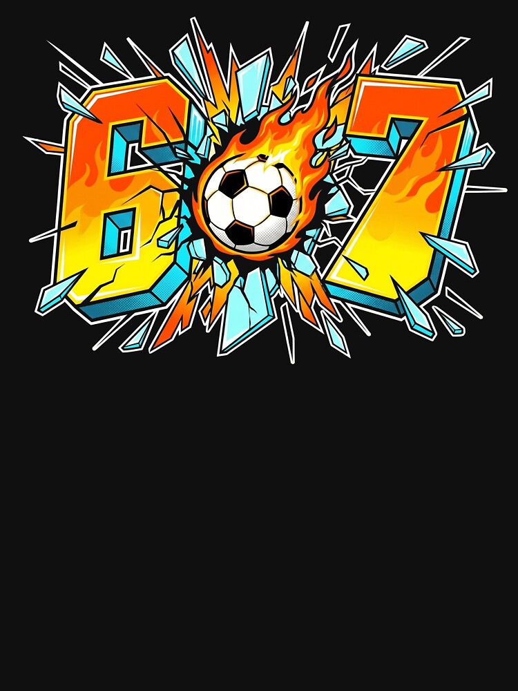 Number 67 Soccer Ball On Fire Shattering Glass Sports Jersey by TeNovaStudio