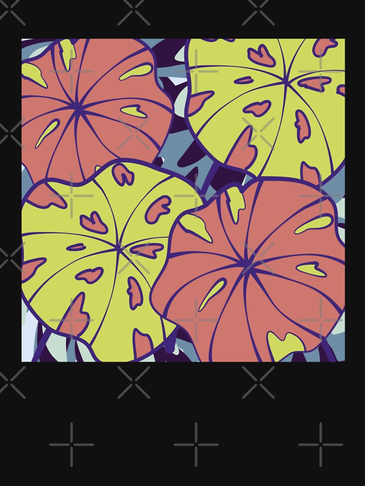 Orange Philodendron Tropical Leaves Pattern by GraphicsClub