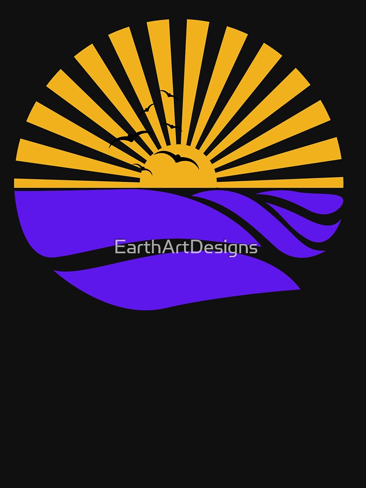 Yellow & Purple Beach Sunset Design by EarthArtDesigns