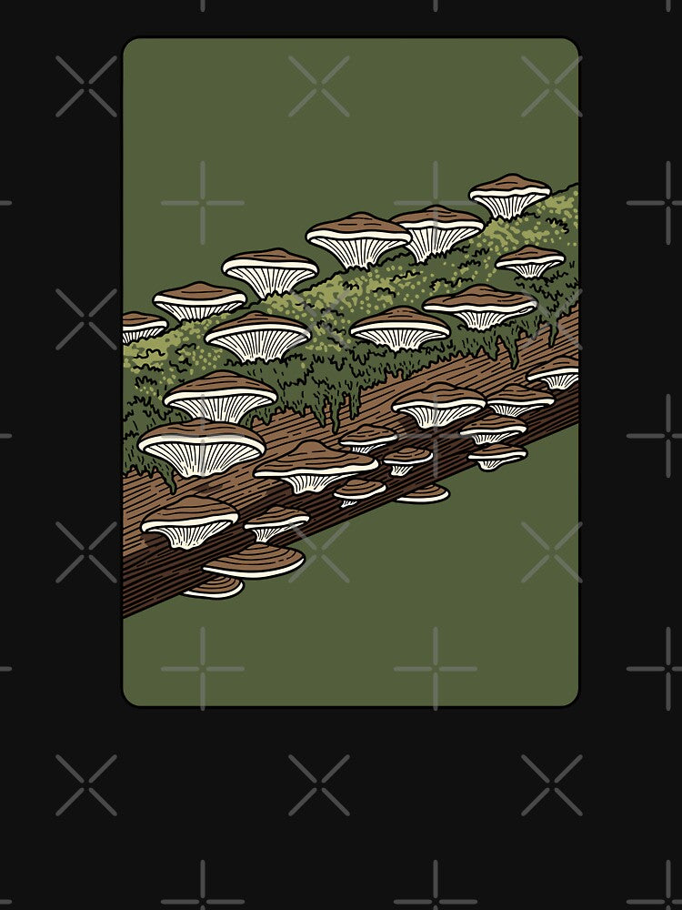 Mushrooms on Tree Stump - Forest Scene by BRU Design