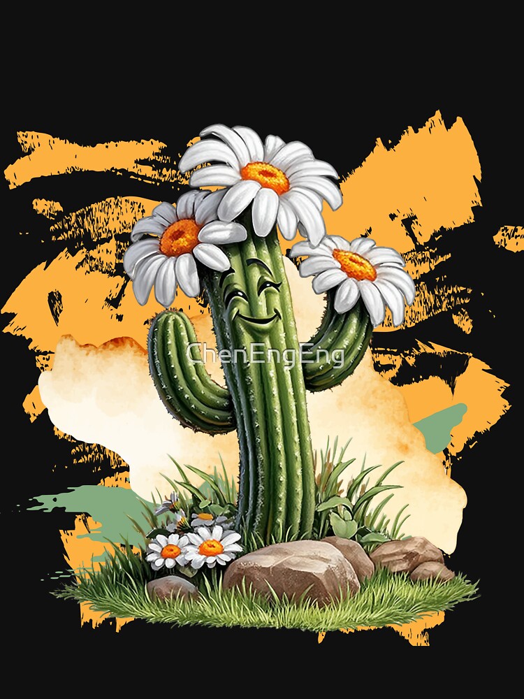 Cute Happy Cactus With Flowers | Funny Desert Plant by ChenEngEng