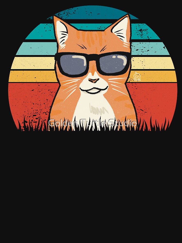 Retro Sunset Cool Cat by Golden Turtle Studio