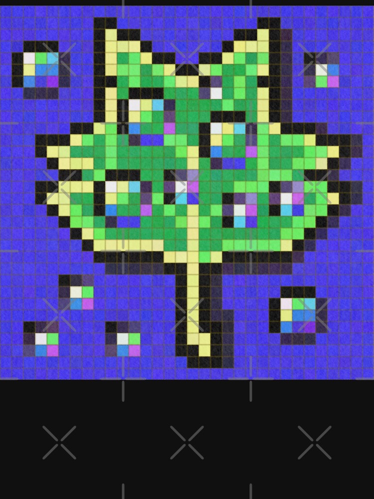 Green Leaf With Water Droplets Pixel Painting by CozyPixelFluff