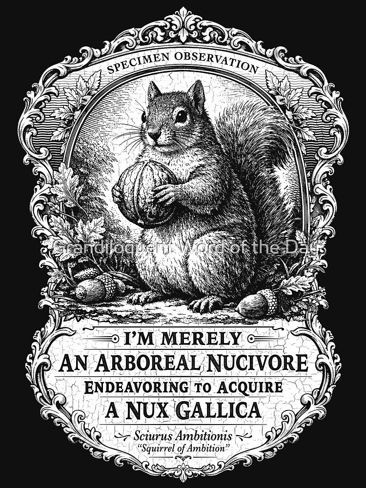 Funny Victorian Squirrel Illustration - White by Grandiloquent Word of the Day