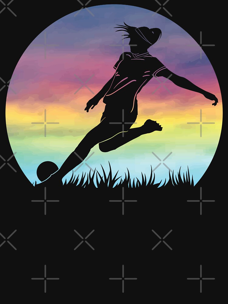Women's Soccer Silhouette Colorful Retro Sunset Girls Soccer by MintedFresh