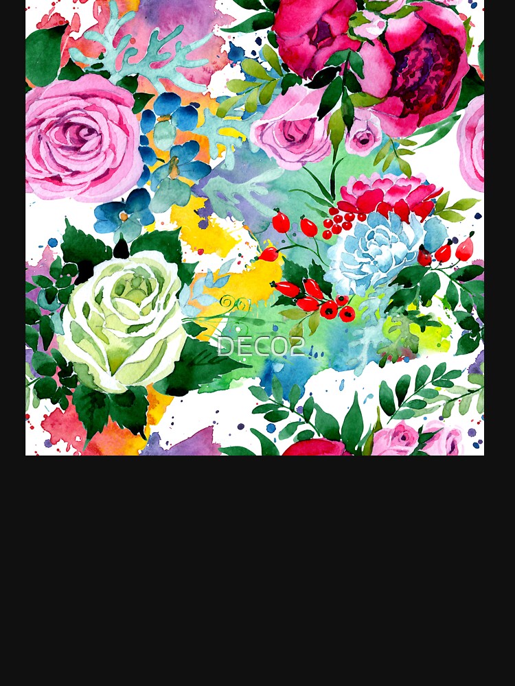 Contemporary Watercolor Floral Sophisticated Graphic Art Print by DEC02