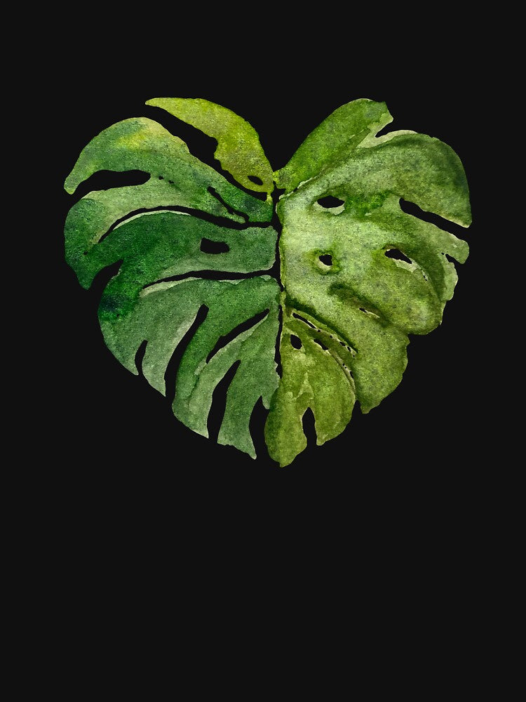 Big palm leaf watercolor illustration on black background by Yana Mustafina | Boho Soulful Designs