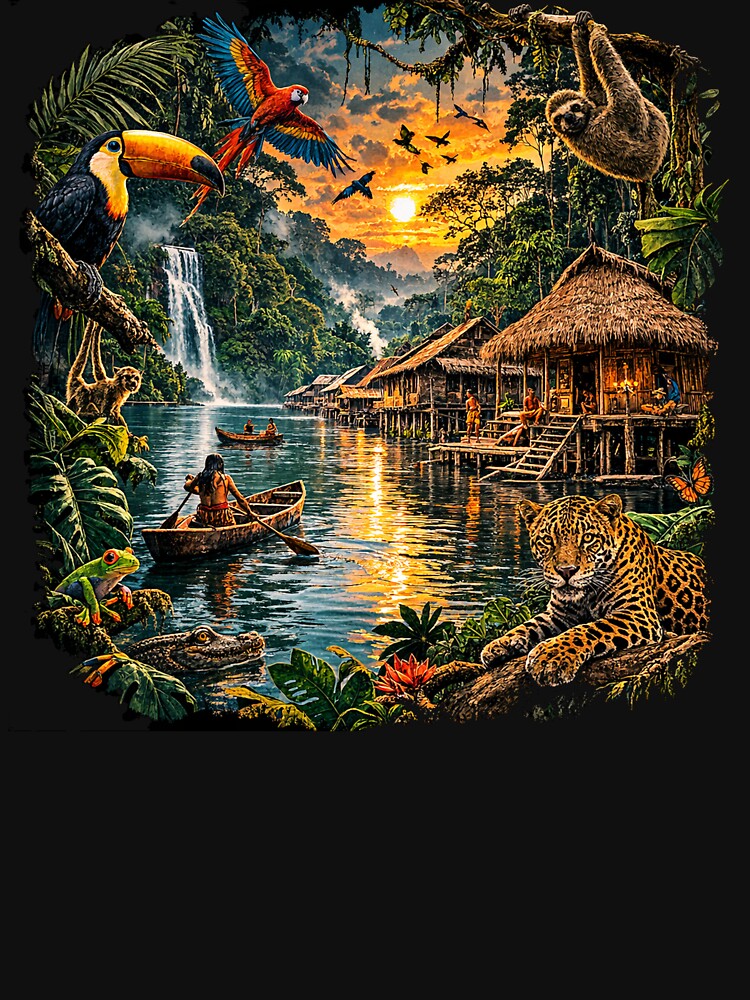 Amazon Rainforest Wildlife Sunset by hiperdinotees
