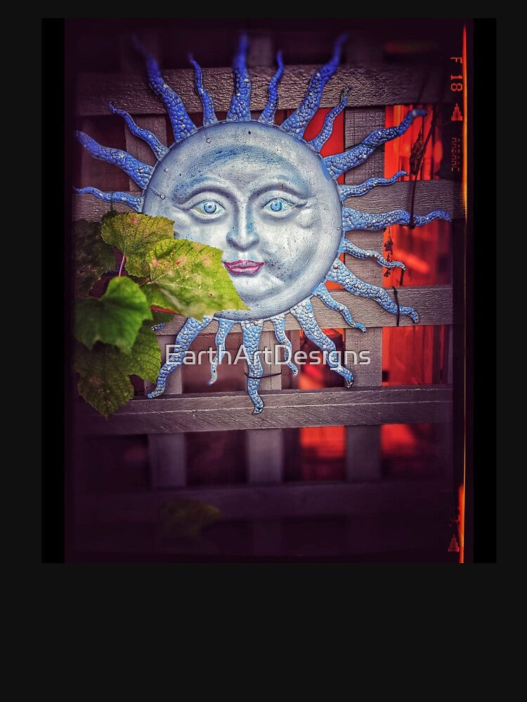 Smiling Sun Face With Leaves Photography Design by EarthArtDesigns