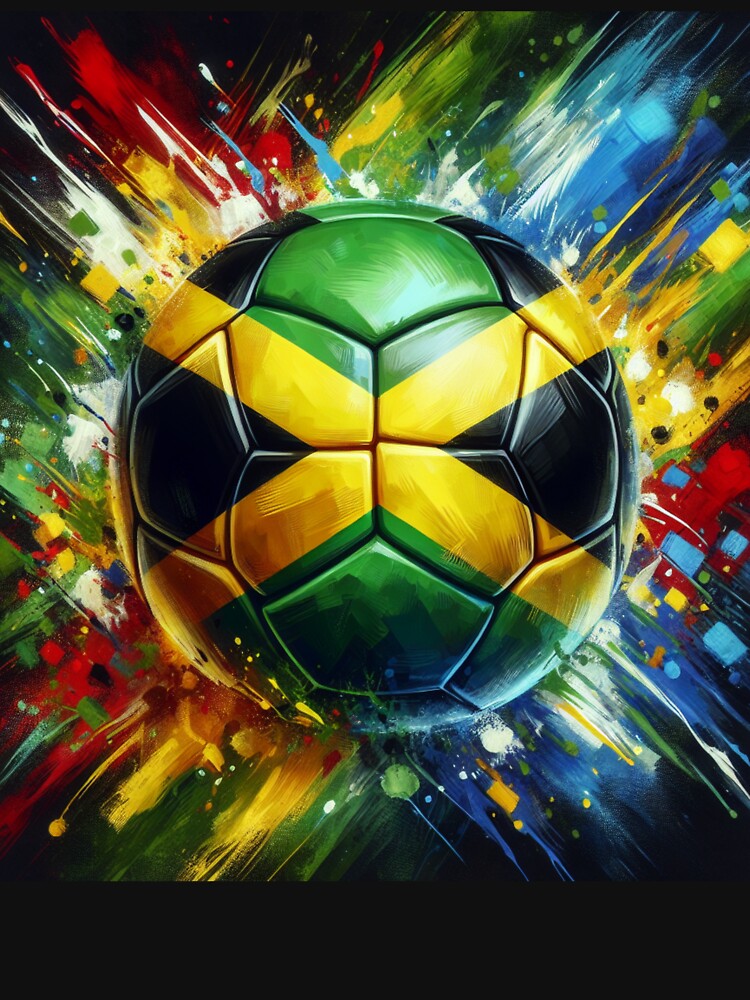 Jamaica Soccer Ball Art – Vibrant Football Painting in Jamaican Flag Colors by ssmg80