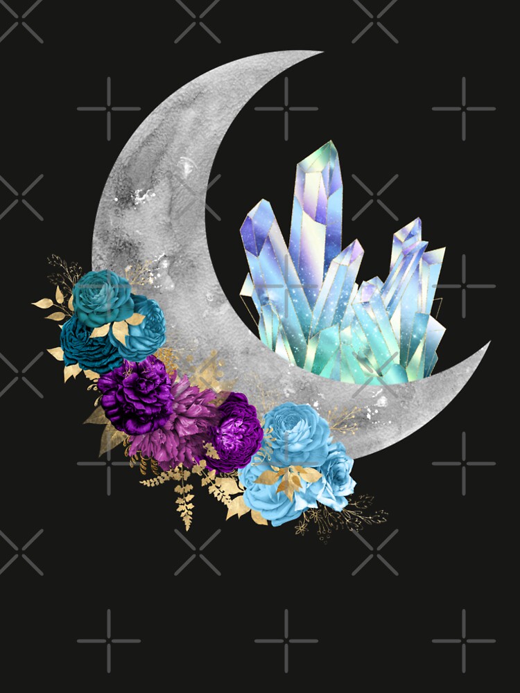 Crescent Moon w/ Crystals & Flowers ver.2 by TheLookingCas