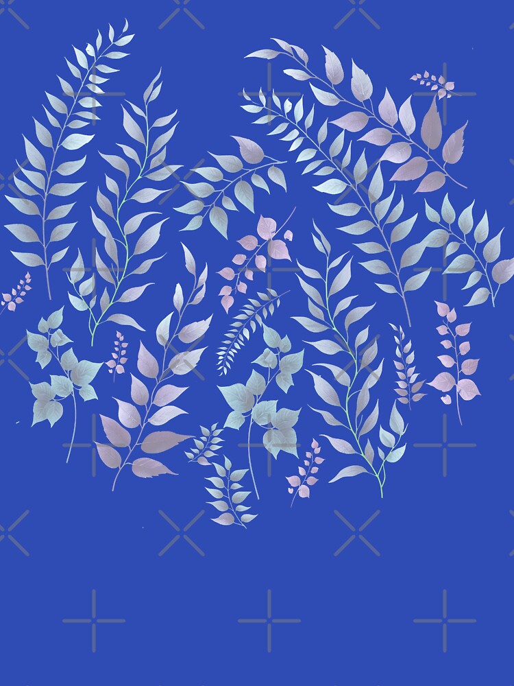 Greenery Botanical Print Purple Blue by SilverPegasus