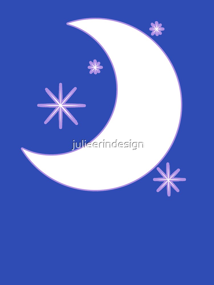 Pastel Crescent Moon with Stars by Julie Erin Designs
