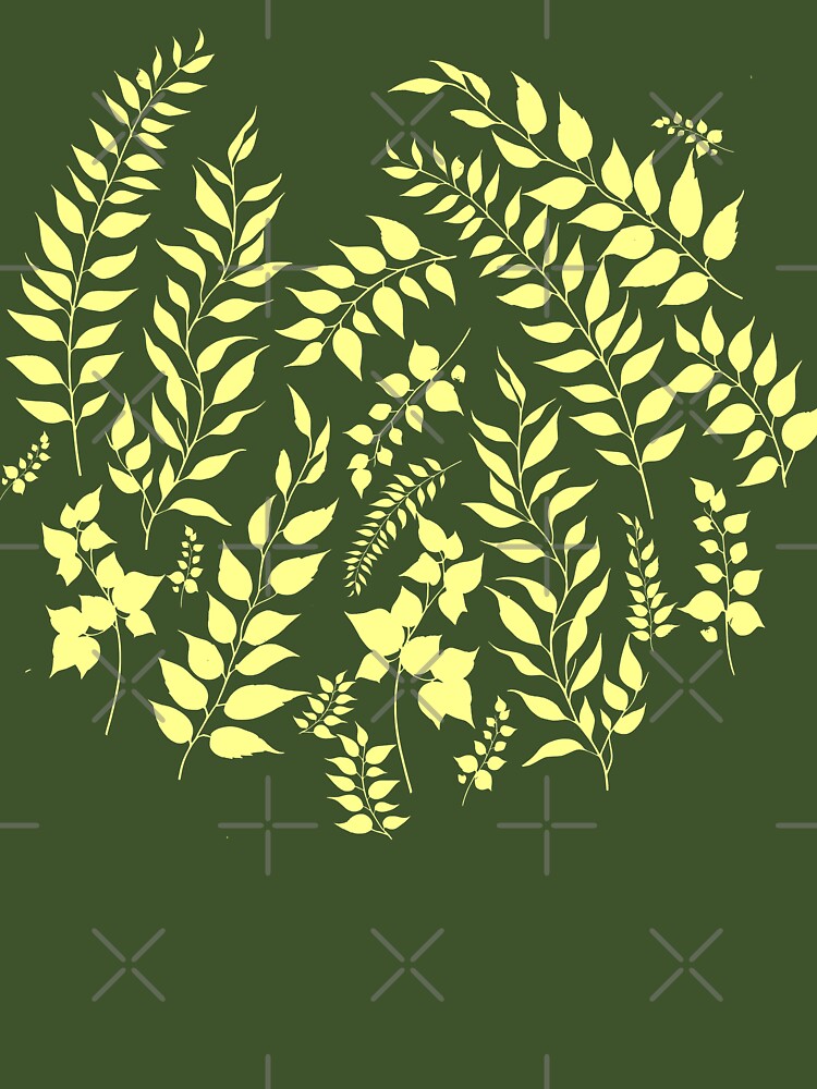 Greenery Botanical Print Yellow and White by SilverPegasus
