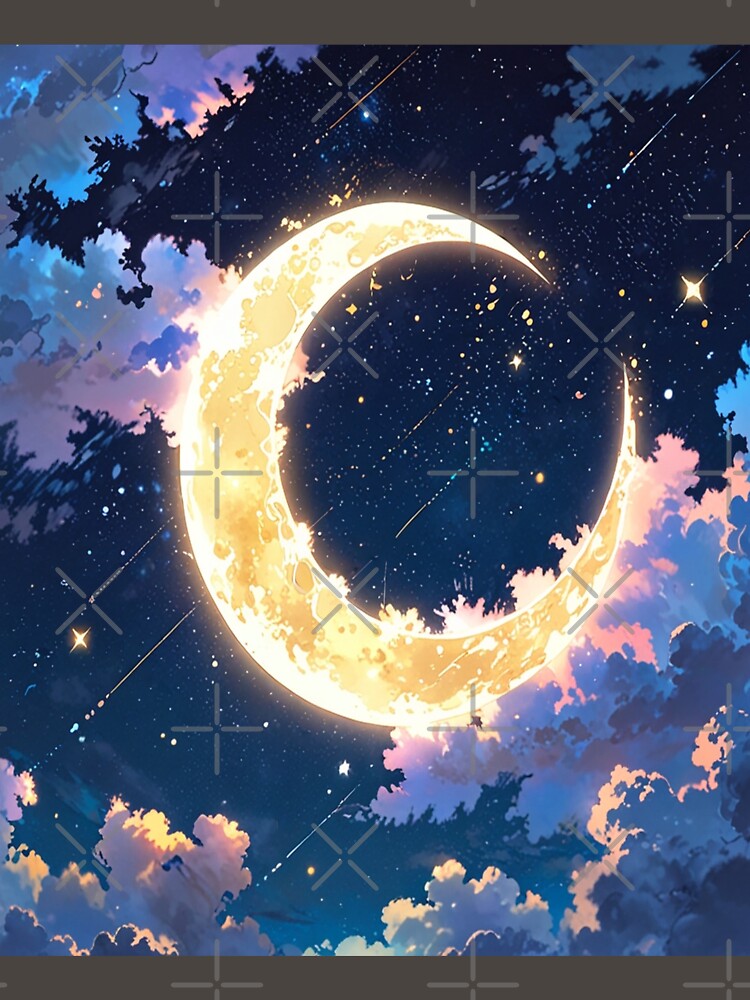 Glowing Crescent Moon Dreamy Night Sky Art by Haa2789