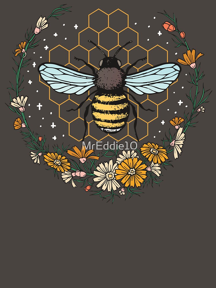 Floral Honeycomb Bee Lover Art by MrEddie10
