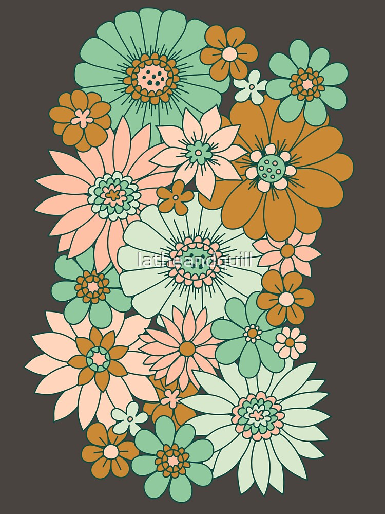 Retro Daisies in Blush + Jade by latheandquill