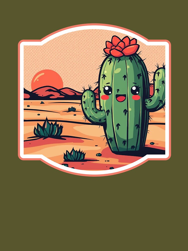 Cute Cactus at Sunset in the Desert by Retro-Bloom