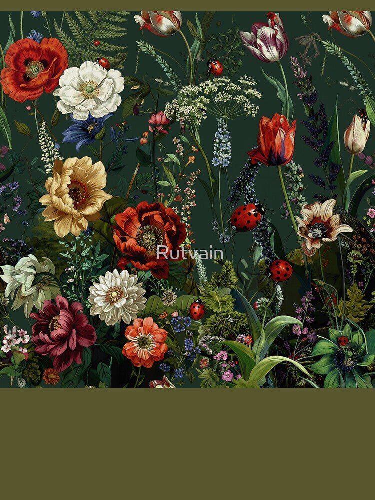 Vintage Wildflower Garden with Ladybugs by Rutvain