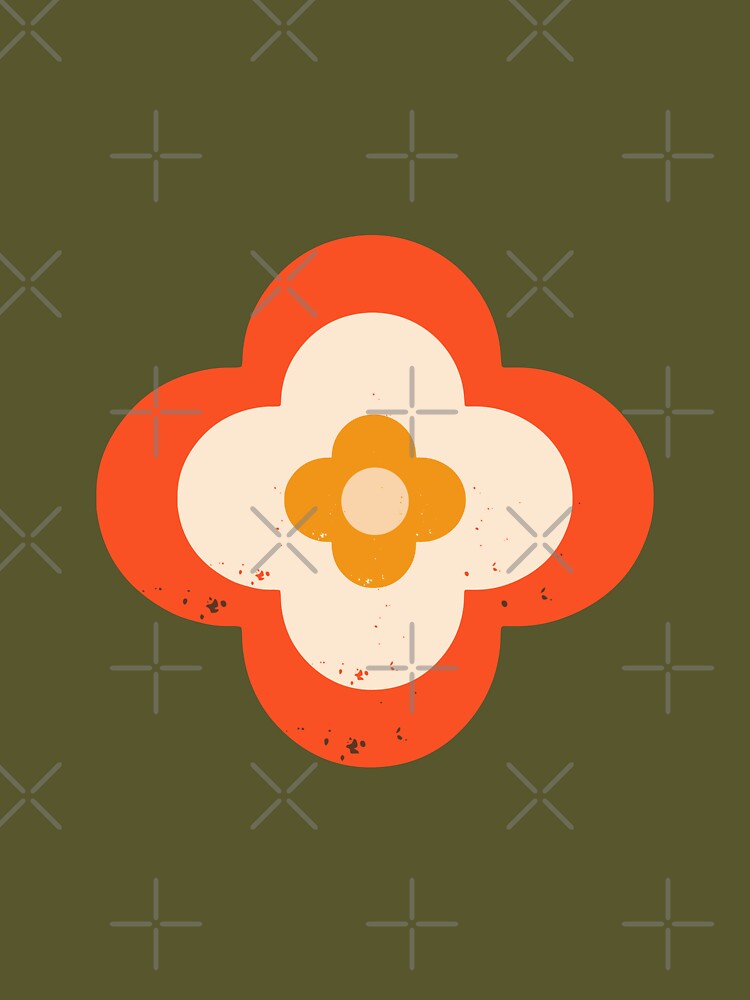 Mod 70s Floral Daisy Orange - Mid Century Floral by susycosta