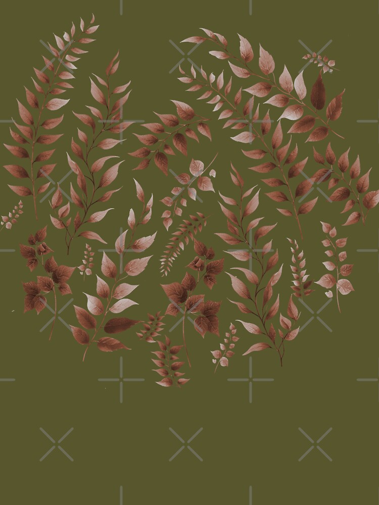 Greenery Botanical Print Brown and Cream by SilverPegasus