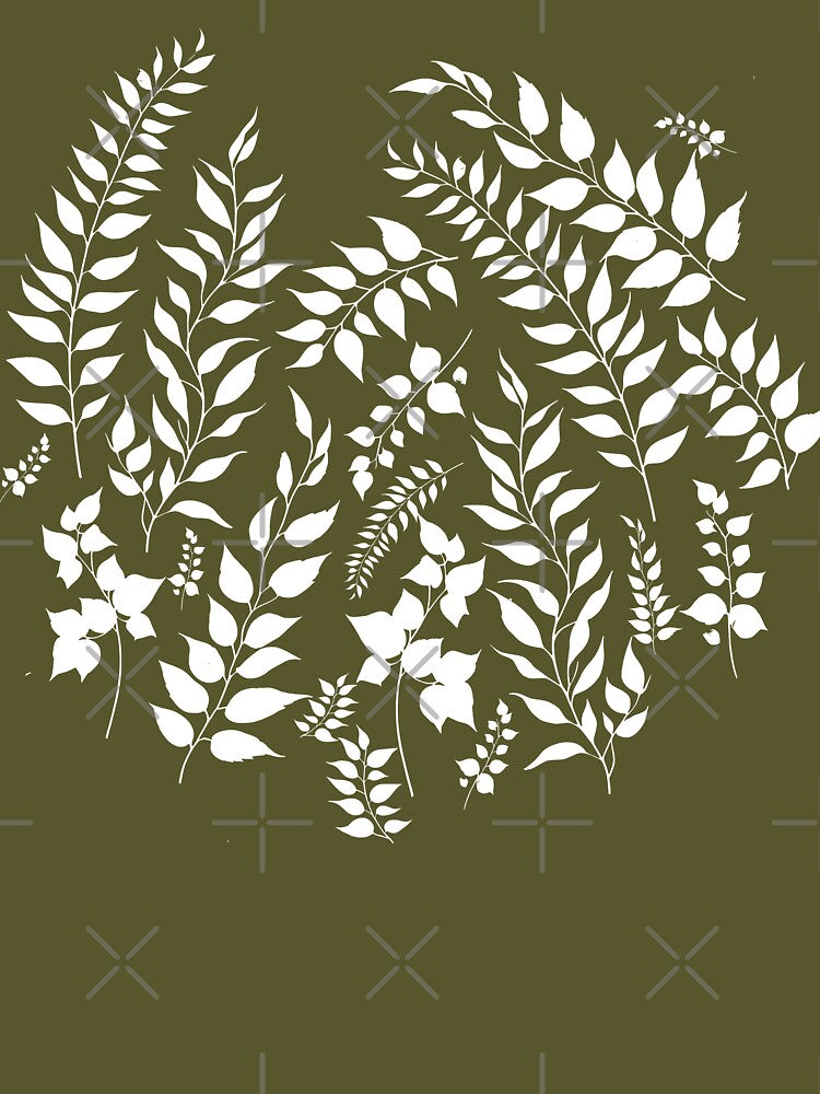 Greenery Botanical Print Taupe Beige by SilverPegasus