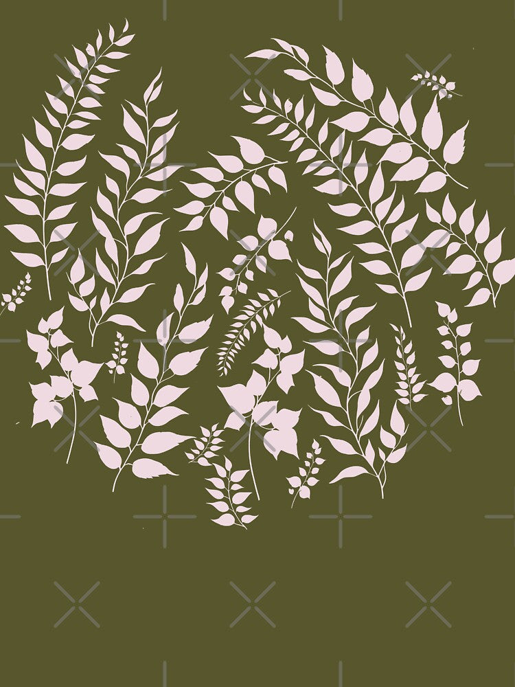 Greenery Botanical Print Blush Pink by SilverPegasus