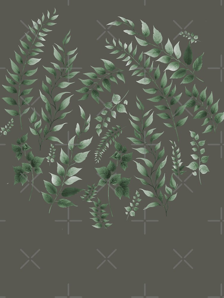 Greenery Botanical Print Muted Green by SilverPegasus