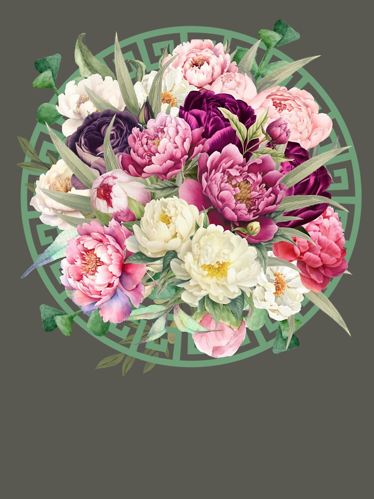 Beautiful Botanic Peonies with Leaves by PurrfectJourney