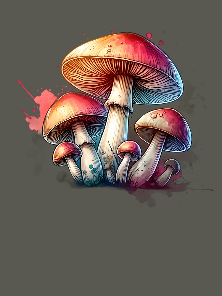 Watercolor Mushroom Pop Art Tshirt Sticker by Travelcases
