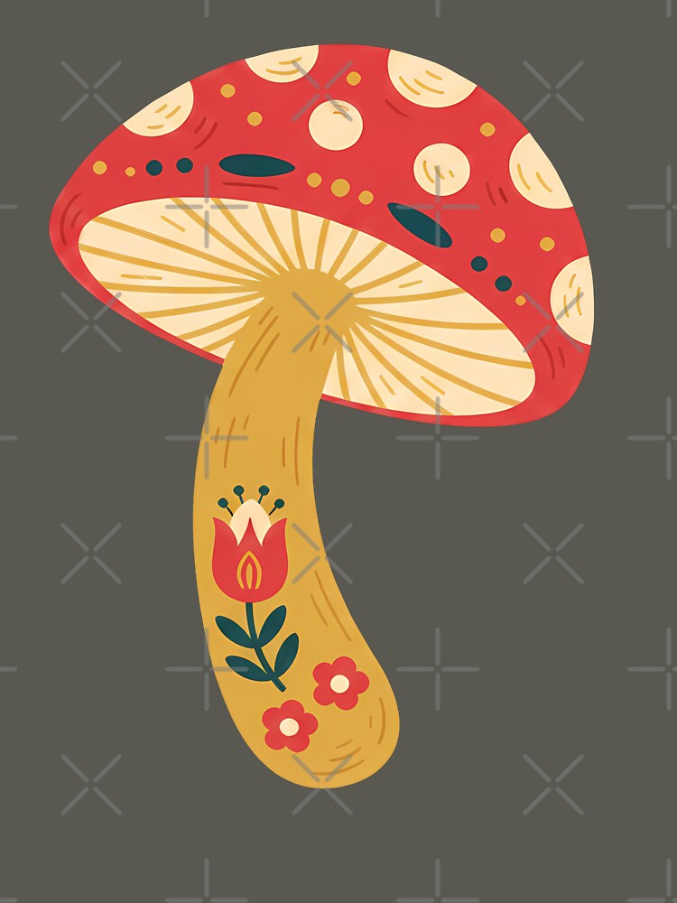 Red‑Capped Mushroom & Motifs STICKER/MAGNET PACK – Scandinavian Folk Art by heidiannemorris © by FOLK ART FUSION by heidiannemorris