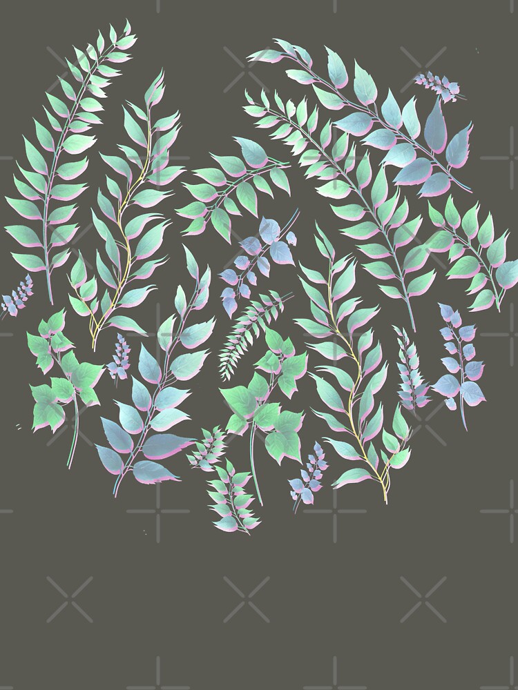 Greenery Botanical Print Green and Pink by SilverPegasus