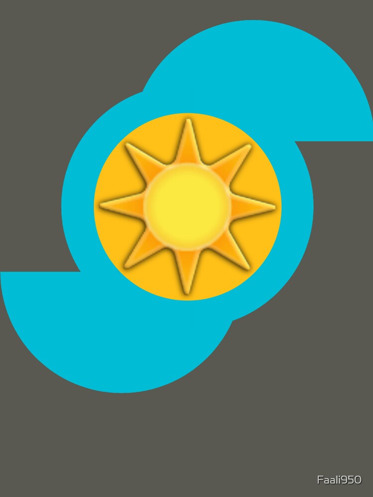 Vibrant Yellow Sun Logo with Blue Waves - Modern Abstract Solar Emblem for Stickers & Tees by Faali950