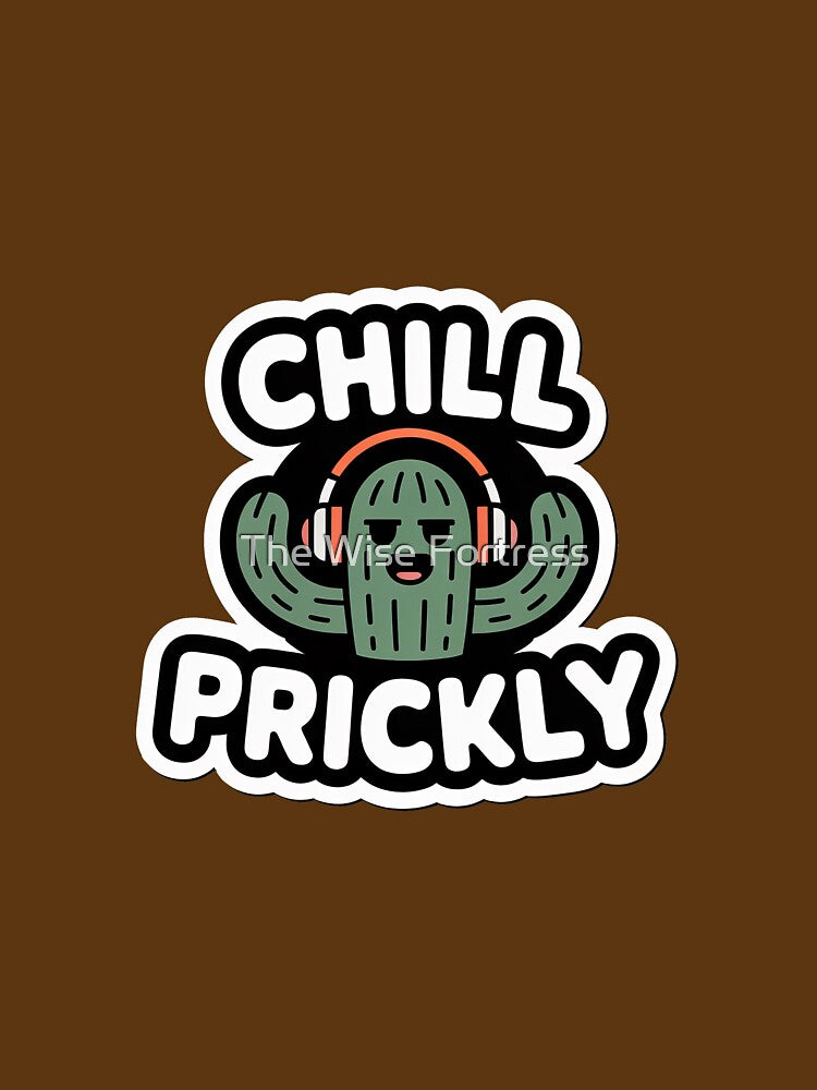 Chill Prickly Cute Cactus With Headphones Sticker by The Wise Fortress