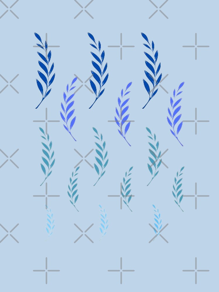 Blue Leaves Pattern, Blue Leaf Set, Leaf Motif, Vibrant Gradient Leaves by Art Shimmers