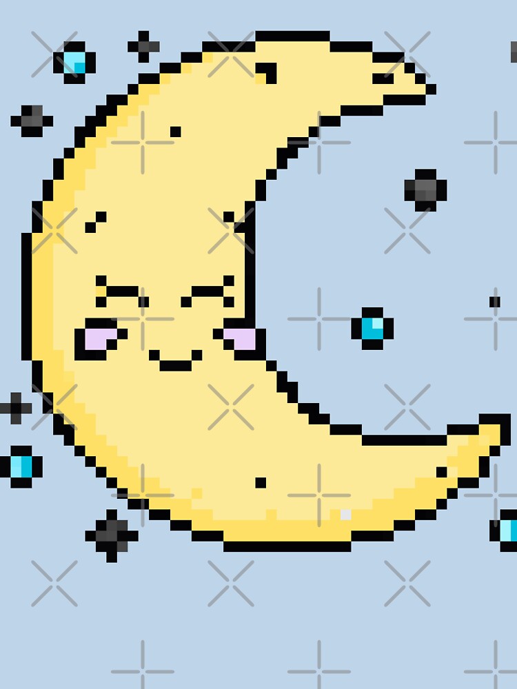 Pixel Art Cute Moon Face by Handstand365