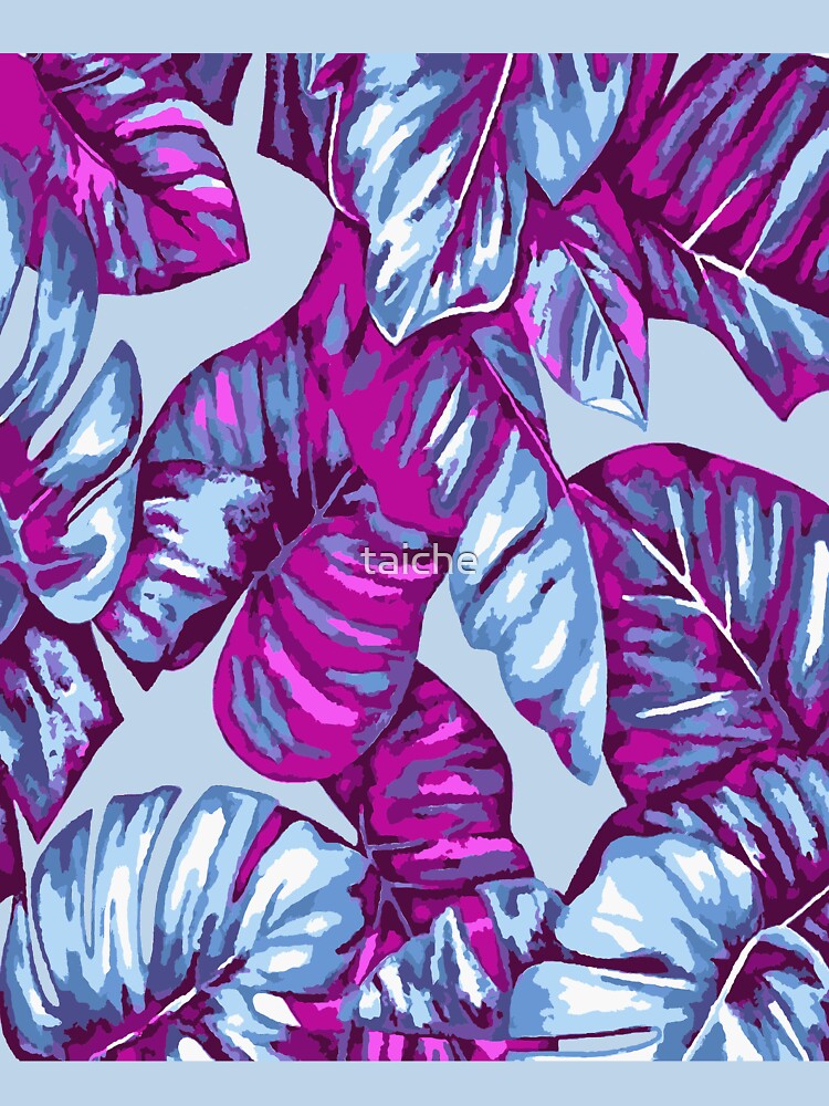 Tropical Leaves Of Banana and Monstera Blue Pink Cut Out by taiche