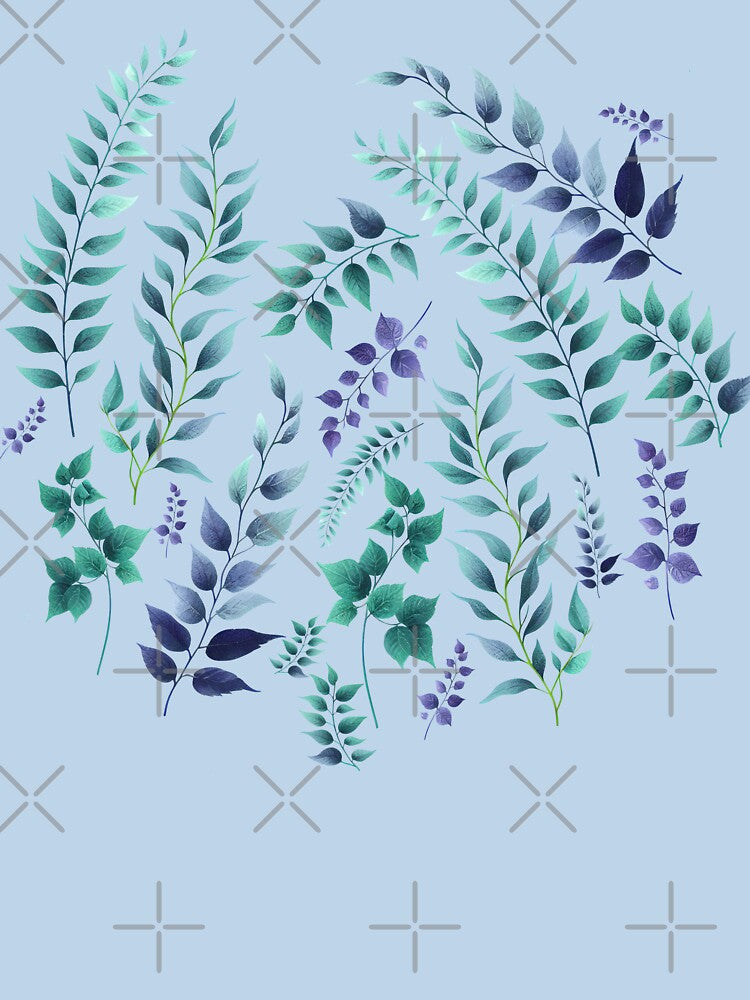 Greenery Botanical Print Purple Teal by SilverPegasus