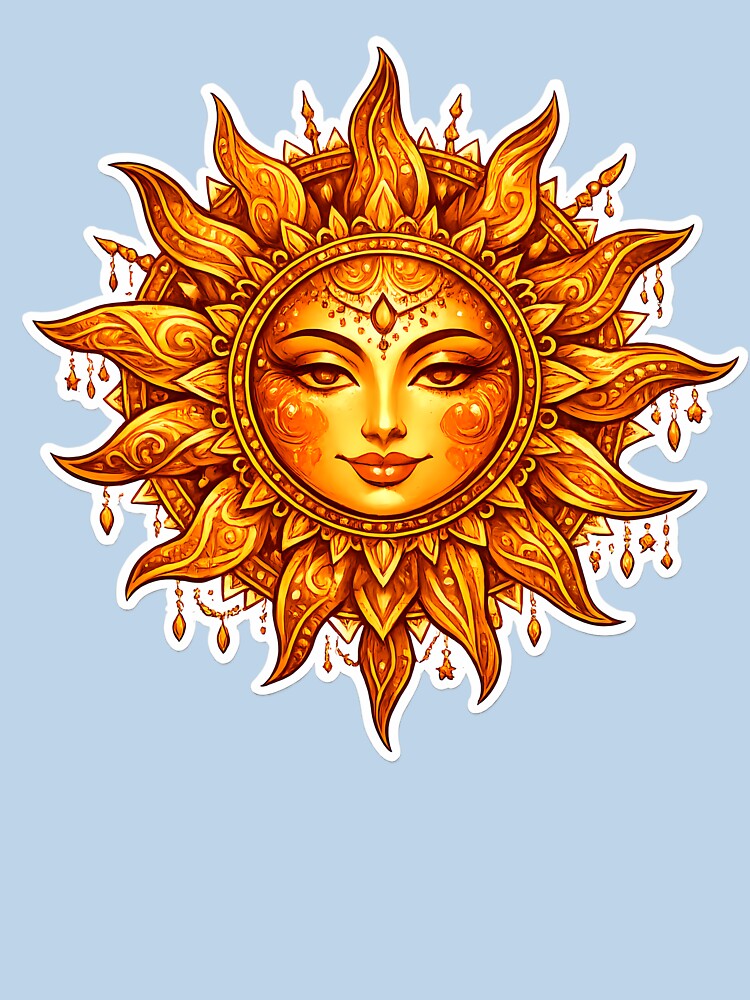 Intricate Stylized Sun Celestial Art by Orca Chuckle Studios
