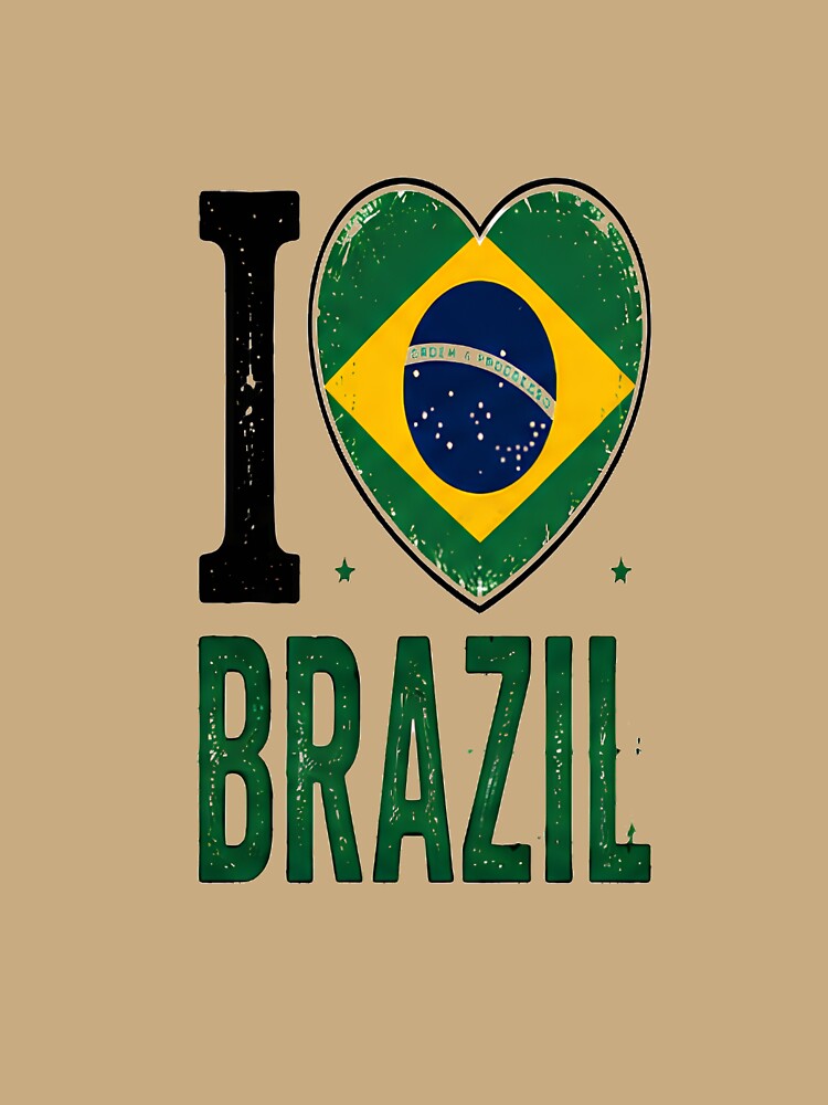 I Love Brazil Retro Distressed Flag Heart Heritage by PACS0011