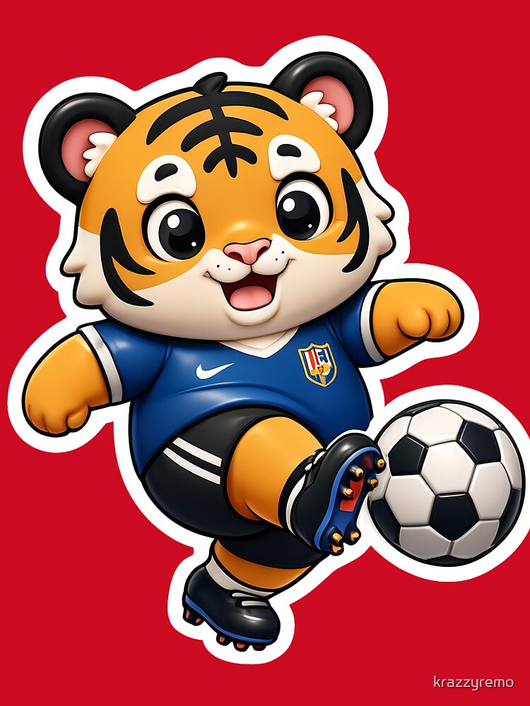 Chibi Tiger Soccer Star 3D Sticker by krazzyremo