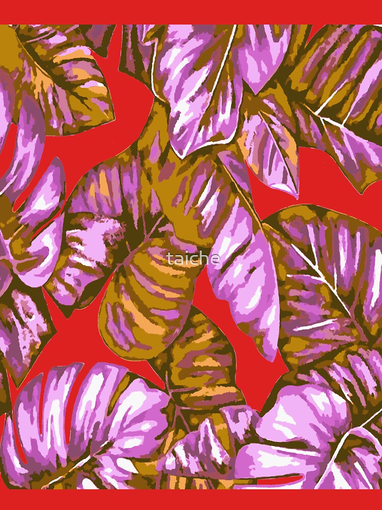 Tropical Leaves Of Banana and Monstera Lilac Ochre Cut Out by taiche