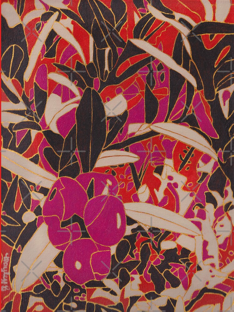 Abstract Lilly Pilly – Bold Australian Native Orange Pink by hayleygpaints